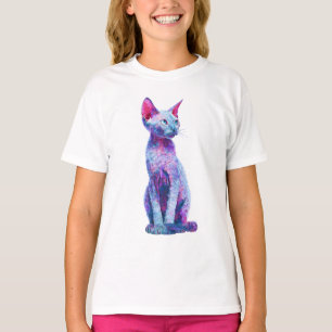Camiseta Gato Devon Rex Vibrante e Estilizado com Pelagem O