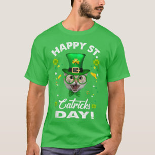Camiseta Gato Dia de São Patrício Rua Carrapatos Dia Sortud