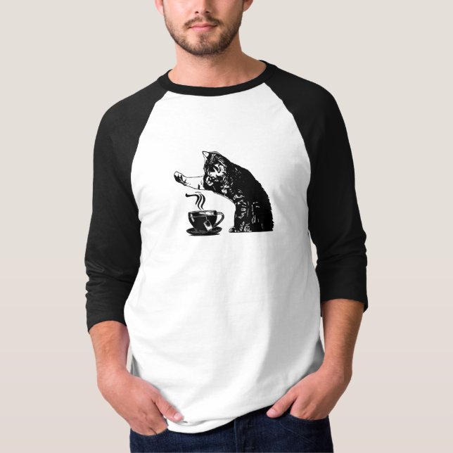 Camiseta Gato diário curioso com chá (Frente)