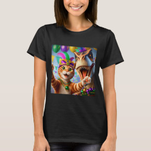Camiseta Gato Dinossauro Citação Engraçada de Mardi Gras Se