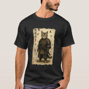 Camiseta Gato Disfarçado De Samurai Japonês Vintage