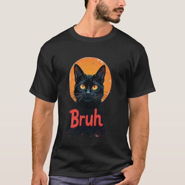 Camiseta Gato Divertido Bruh Riso (Frente)