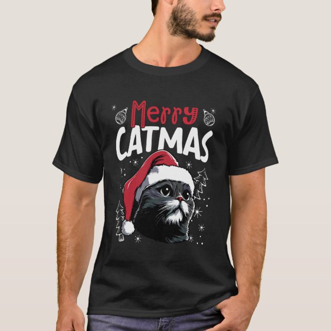 Camiseta Gato Divertido de Natal Feliz (Frente)