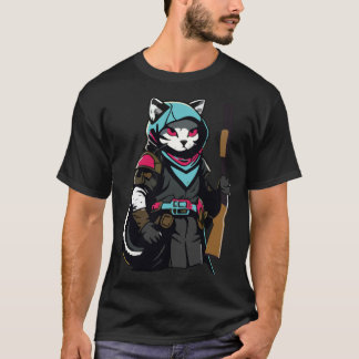 Camiseta Gato Divertido Gatinho Arma Meme Rifle Amante