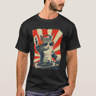 Camiseta Gato DJ Engraçado com Fones de Ouvido Arte de Aman