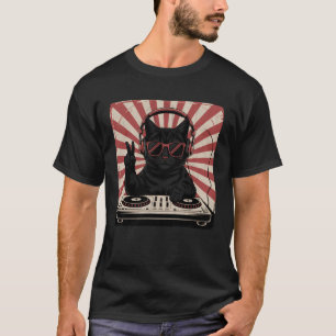 Camiseta Gato DJ Legal com fones de ouvido Arte de Amante d