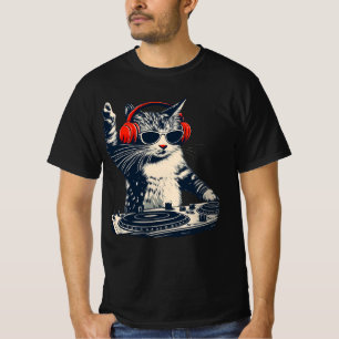 Camiseta Gato DJ Legal, Gato Engraçado Com Fones de Ouvido,