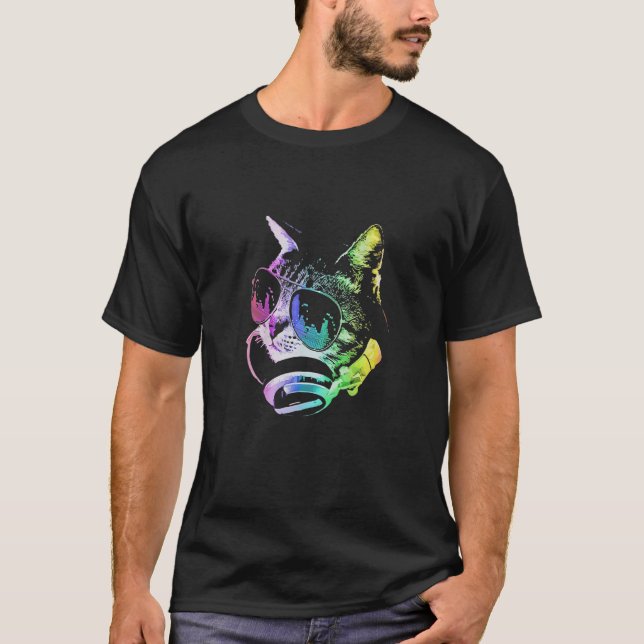 Camiseta Gato Dj Retro (Frente)