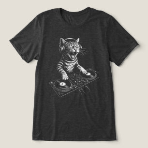 Camiseta Gato DJ Retro Arranhando Vinil