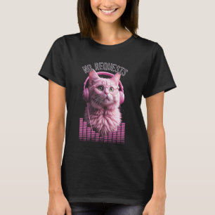 Camiseta Gato DJ Sem Pedidos Kitty Fones de Ouvido Equaliza