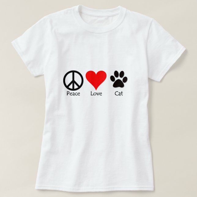 Camiseta Gato do amor da paz (Frente do Design)