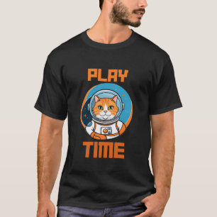 Camiseta Gato do Astronauta de Gato Engraçado do Tempo de B