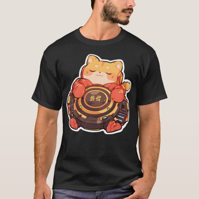 Camiseta Gato do Astronauta de Kawaii (Frente)
