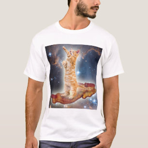 Camiseta Gato do bacon no espaço