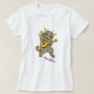 Camiseta Gato do banjo de Louis Wain do vintage