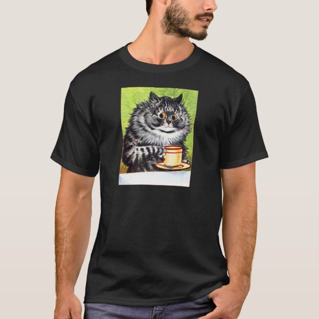 Camiseta Gato do café (imagem do vintage) (Frente)