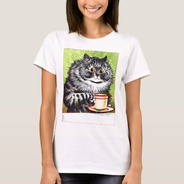 Camiseta Gato do café (imagem do vintage) (Frente)