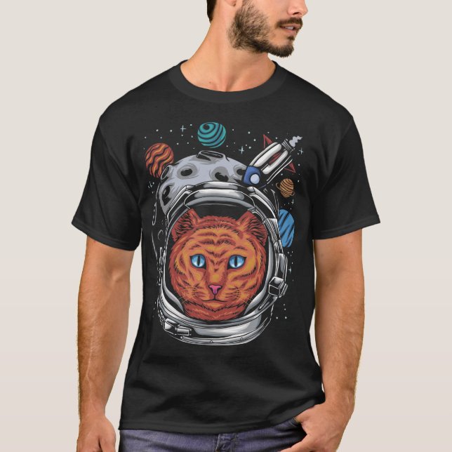 Camiseta Gato do Capacete de Gato Astronauta (Frente)