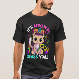 Camiseta Gato do Carnaval do Mardi Gras Chapéu de Bobo Meow