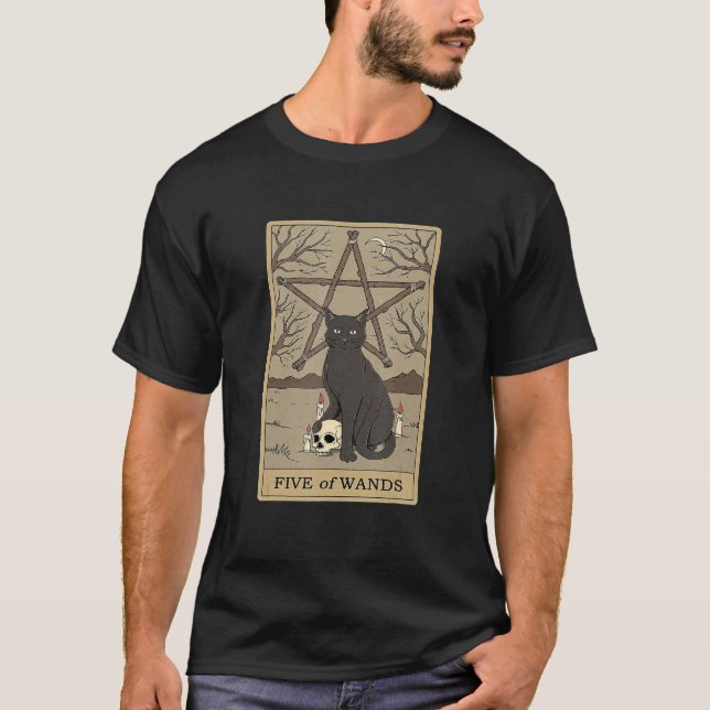 Camiseta Gato do Cinco de Paus do Tarot (Frente)