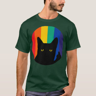 Camiseta Gato do dedo médio no círculo arco-íris