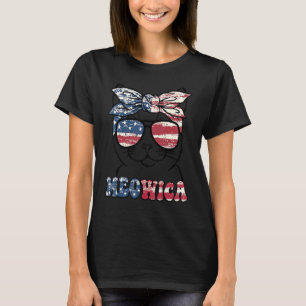 Camiseta Gato do Dia 4 de Julho Meowica Merica Bandeira Ame