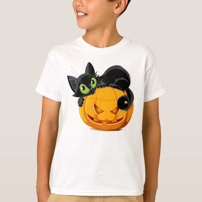 Camiseta Gato do Dia das Bruxas (Frente)