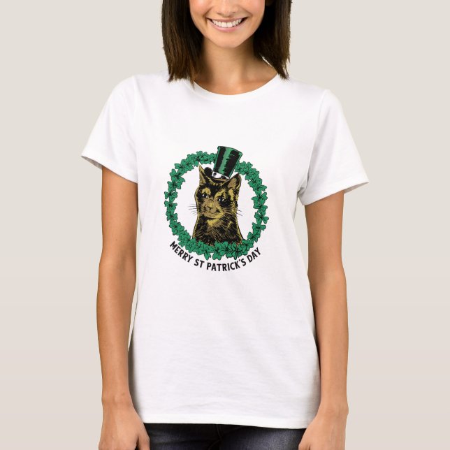 Camiseta Gato do Dia de São Patrício (Frente)