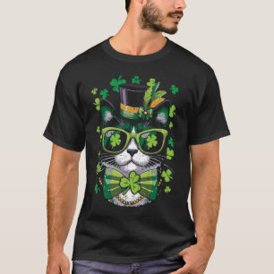 Camiseta Gato do Dia de São Patrício Gravata Tuxedo São Pat