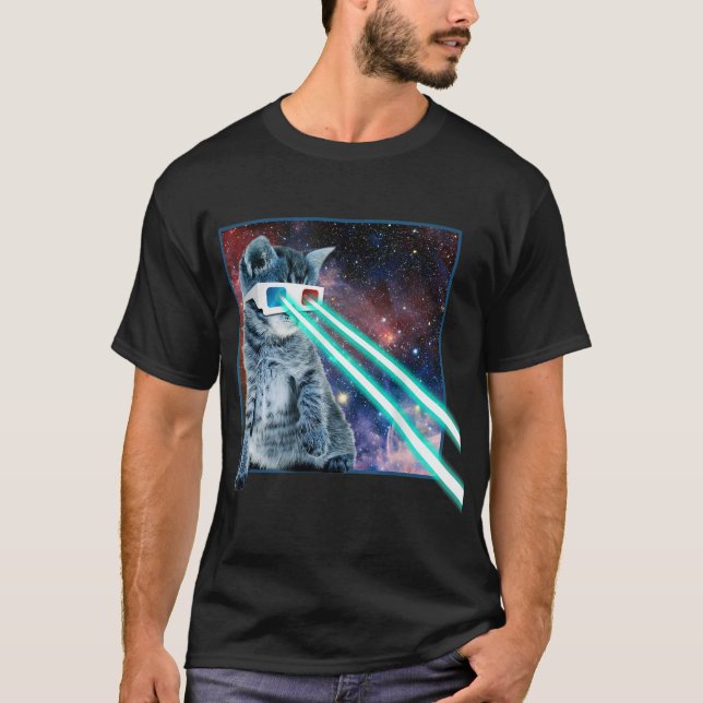 Camiseta Gato do Espaço dos Olhos do Laser (Frente)