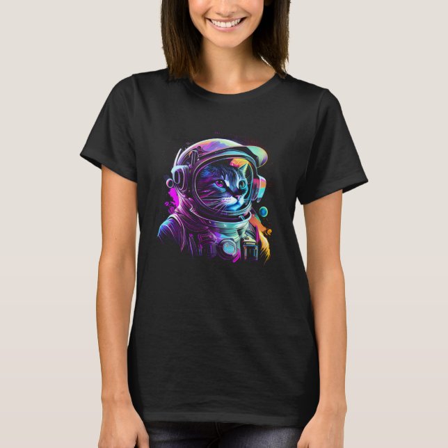 Camiseta Gato do Espaço Exterior Kitty Astronauta Face de A (Frente)