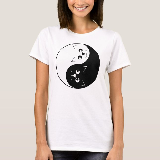 Camiseta Gato do gatinho de Yin Yang (Frente)
