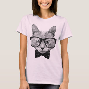 Camiseta Gato do hipster do vintage
