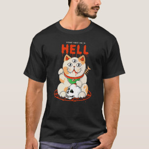 Camiseta Gato do Inferno Estética Irregular Roupas de Rua