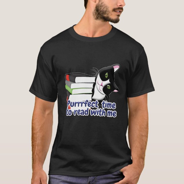 Camiseta Gato do Leitor de Livros (Frente)