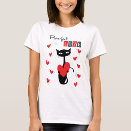 Camiseta Gato do Meio século Retro do dia de os namorados