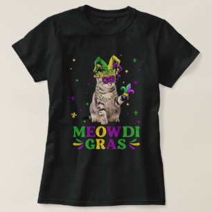 Camiseta Gato do Meowdi Gras Art de Mardi Gras