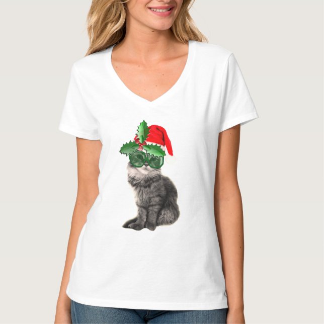 Camiseta Gato do Natal (Frente)