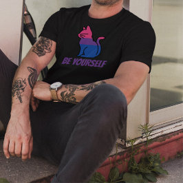Camiseta Gato do Orgulho Bissexual - Seja você mesmo