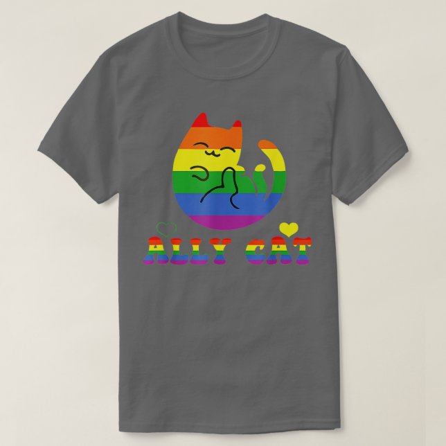 Camiseta Gato do Orgulho LGBT de Allycat Mês com Orgulho de (Frente do Design)