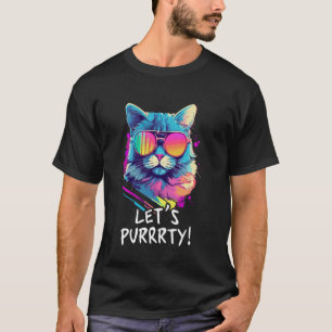 Camiseta Gato do Partido em Óculos de Sol Homens Mulheres 9
