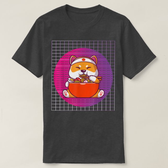 Camiseta gato-do-rêmen, comendo rêmen, coisa kawaii gato-do (Frente do Design)
