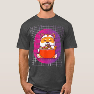Camiseta gato-do-rêmen, comendo rêmen, coisa kawaii gato-do