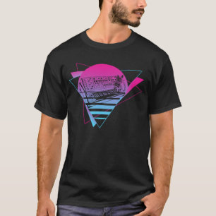 Camiseta Gato do Techno do Vaporwave Analógico do Sintetiz