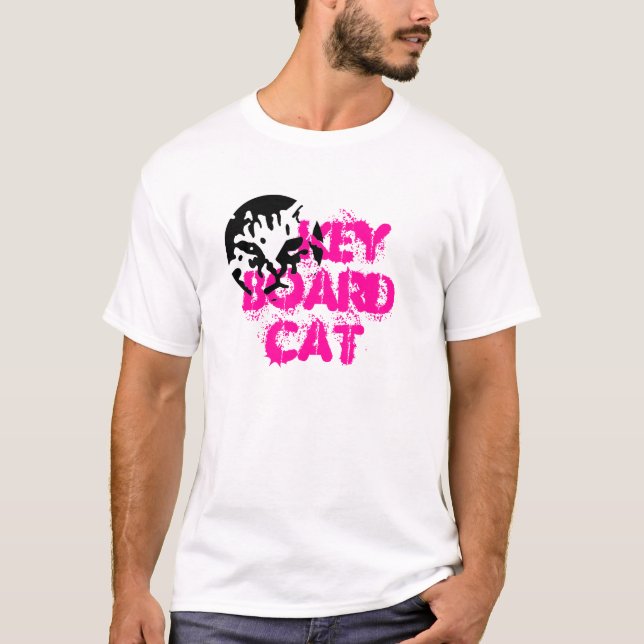 Camiseta Gato do teclado - T do estêncil (Frente)