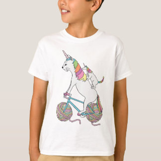 Camiseta Gato do unicórnio da equitação do unicórnio do