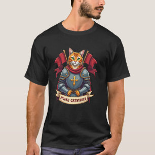 Camiseta Gato Doméstico Fantasia Medieval Cavaleiro de Arma