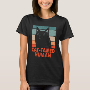 Camiseta Gato Domesticou Amigo Gato Humano Piada de Pai