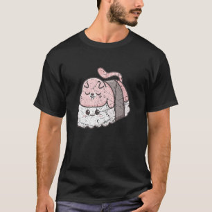 Camiseta Gato Dorme em um Sushi Sushi Sonolento Comida Japo