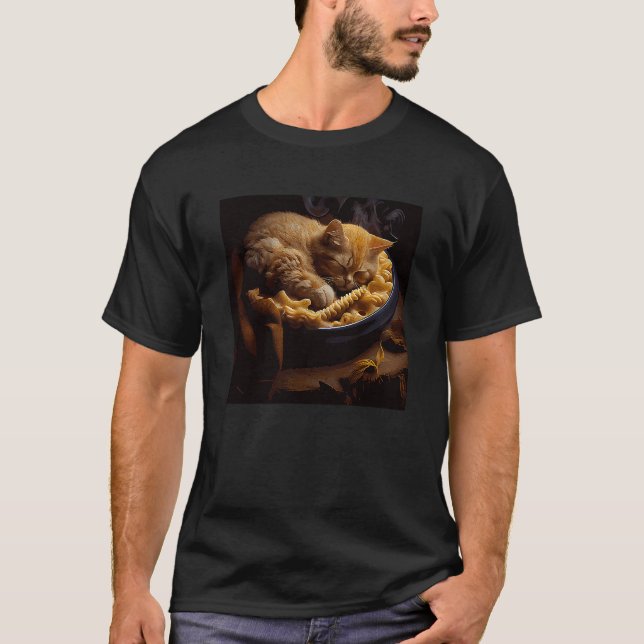 Camiseta Gato Dorme Macarrão Com Queijo  1 (Frente)